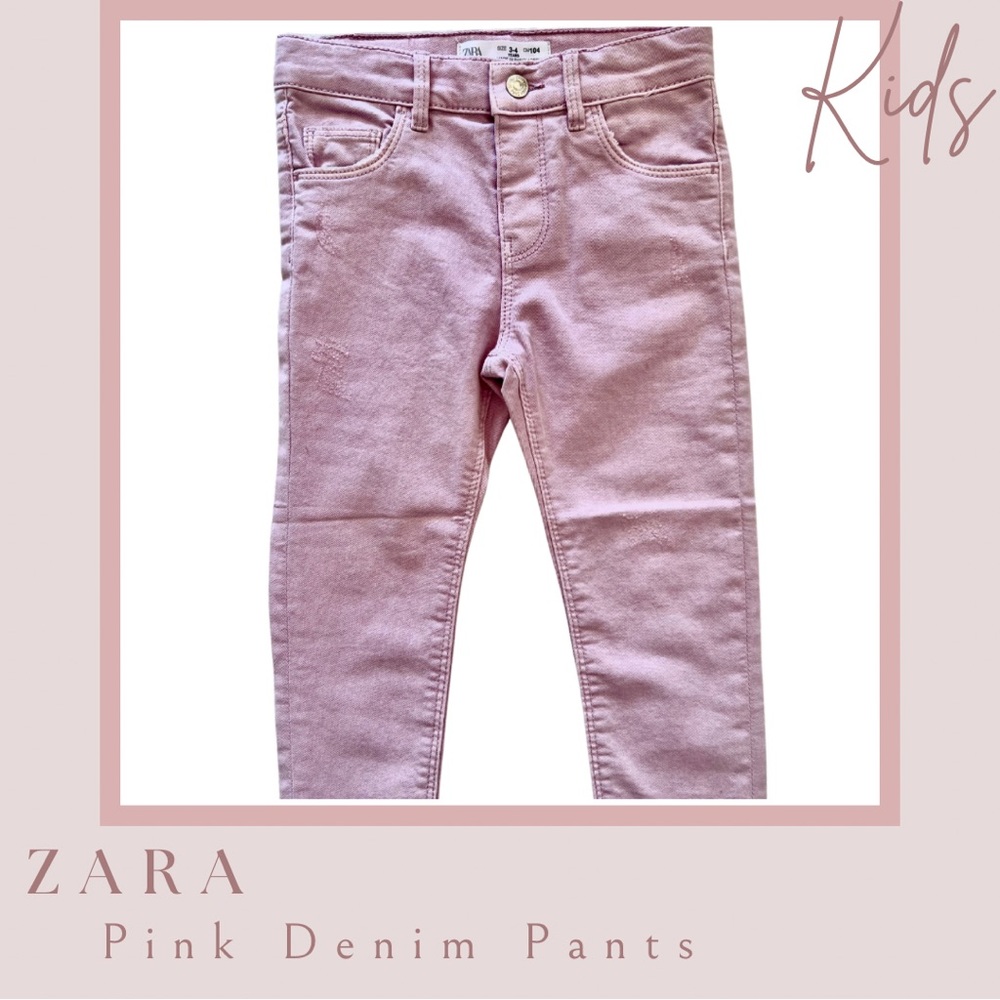 Zara Pink Distressed Slim Jeans